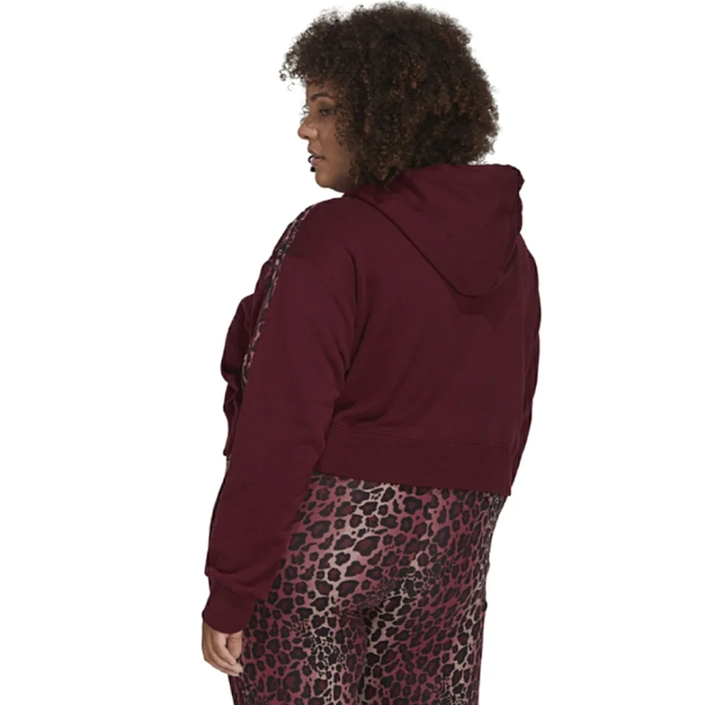 New w/Tags Adidas Originals 3-Stripe Leopard Plus-Size Logo Cropped Hoodie - 3X